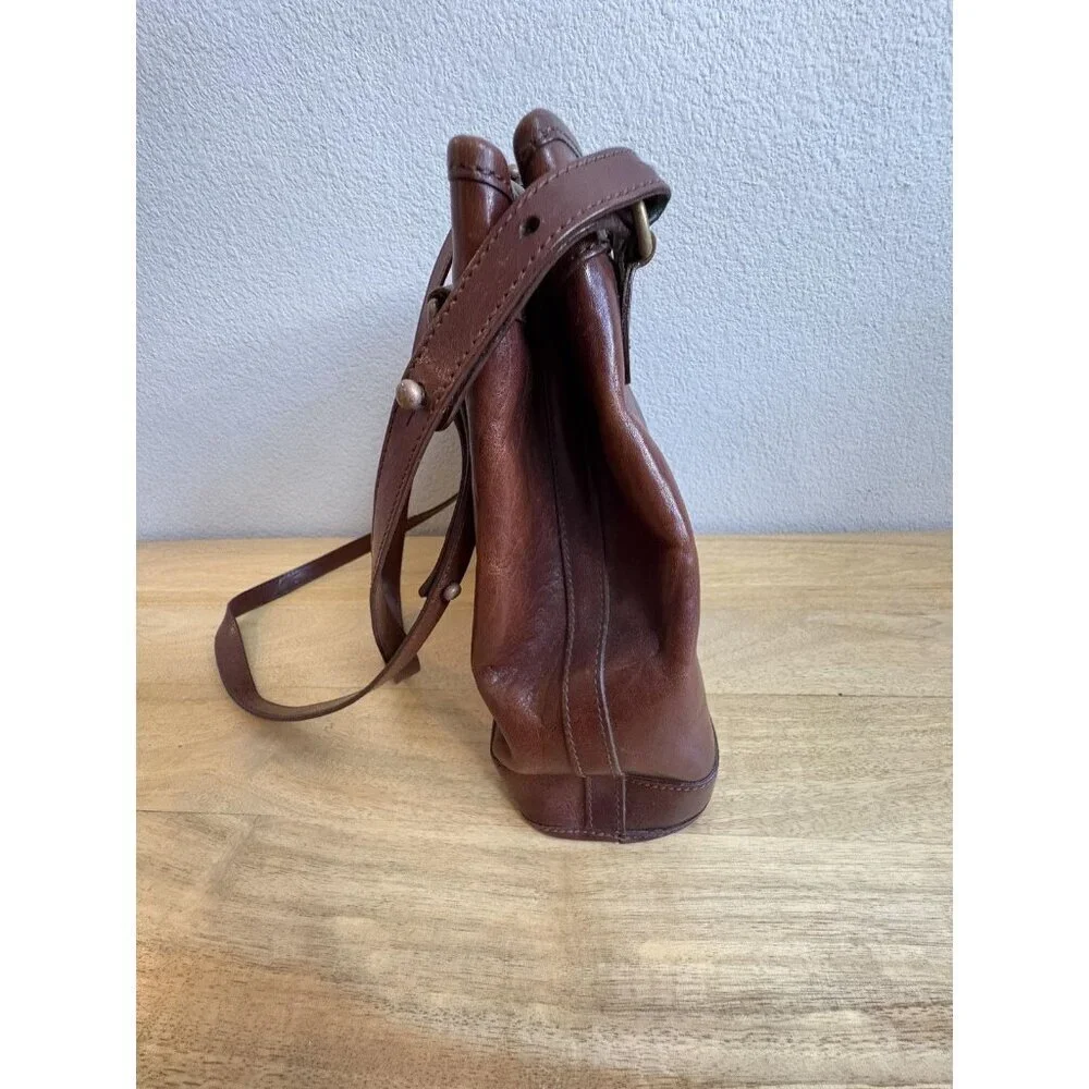 Brahmin Brown Leather Shoulder Bag Womens Medium Adjustable Strap Tote Purse
